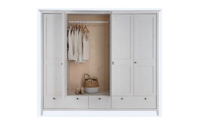 Schrank Kleiderschrank Viola, ab 3 laugenfarbig Türen/2Schubladen, Weiss oder