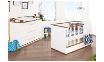 Babyzimmer / Kinderzimmer Tuula Sparset 2-teilig, Dekor weiss/Nussbaum