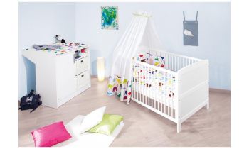 Babyzimmer / Kinderzimmer Viktoria Sparset 2-teilig, Dekor Uni weiss
