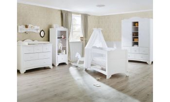 Babyzimmer / Kinderzimmer Pino 3-teilig Kiefer massiv weiss lasiert