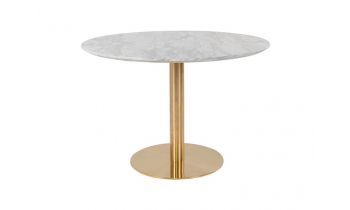 Tisch Esstisch Bolzano runder Tisch, Marmor-Optik/Messinglook