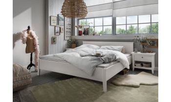 Bett Doppelbett Viola, Kiefer massiv weiss oder laugenfarbig