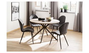 Tisch Esstisch Firenze rund, DM 120 cm, mit 4 Stuhl Lima