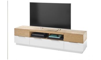 TV-Möbel Lowboard Dubai II, Eiche massiv / weiss matt lackiert