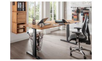Schreibtisch Stehtisch Firenze, höhenverstellbar Metallgestell / Platte Buche oder Eiche